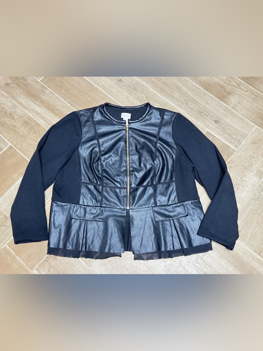 Chico's Faux Leather Knit Jacket Size 4 or 2XL